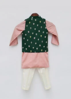 Pink Cotton Silk Printed Bandi Set -C Bazaar Shop Pink Cotton Silk Printed Bandi Set KDBDFK2032 b