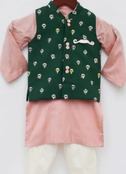 Pink Cotton Silk Printed Bandi Set