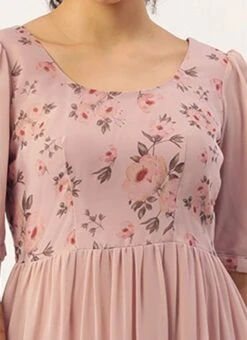 Pink Digital Printed Gathers Dress Festive Wear After Six Wear -C Bazaar Shop Pink Digital Printed Gathers Dress DRBS02110847 rrc1 1