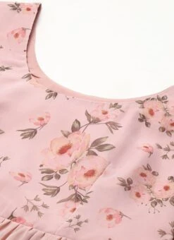 Pink Digital Printed Gathers Dress Festive Wear After Six Wear -C Bazaar Shop Pink Digital Printed Gathers Dress DRBS02110847 rrc2 1