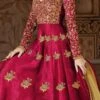 Pink Embroidered Art Silk Anarkali Suit Party Wear