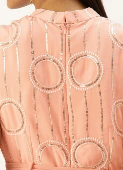 Pink Embroidered Collar Neck Jumpsuit Festive Wear -C Bazaar Shop Pink Embroidered Collar Neck Jumpsuit DRBS02201256 rrc2