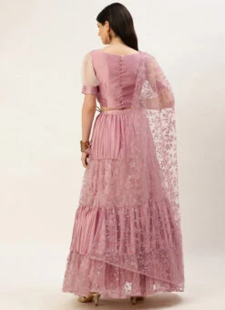 Pink Embroidered Gathered Net Lehenga Set Festive Wear 11 Pink Embroidered Gathered Net Lehenga Set Festive Wear -C Bazaar Shop Pink Embroidered Gathered Net Lehenga Set GHBS02302202 b