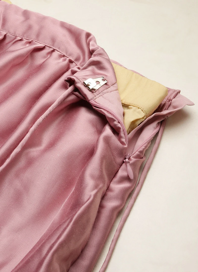 Pink Embroidered Gathered Net Lehenga Set Festive Wear 6 Pink Embroidered Gathered Net Lehenga Set Festive Wear - Image 6