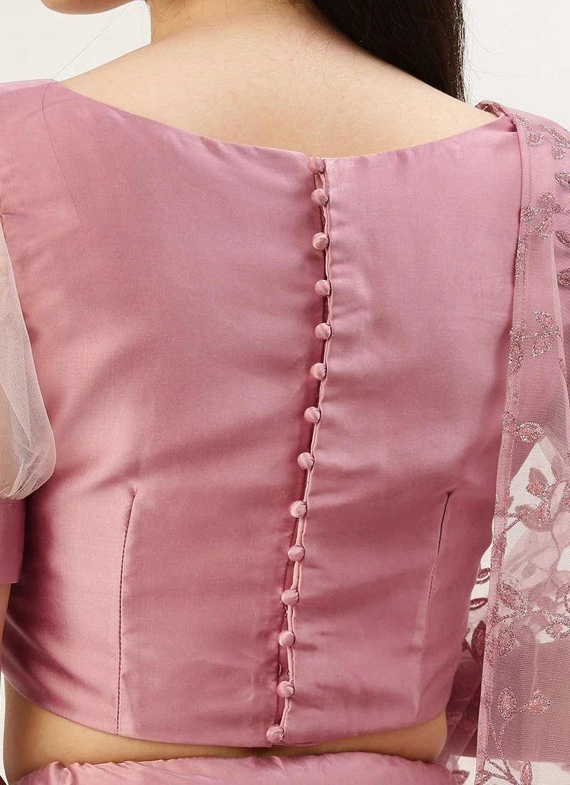 Pink Embroidered Gathered Net Lehenga Set Festive Wear 7 Pink Embroidered Gathered Net Lehenga Set Festive Wear - Image 7