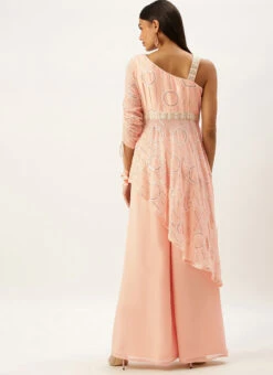 Pink Embroidered Georgette Kurti Festive Wear -C Bazaar Shop Pink Embroidered Georgette Kurti KRBS02307693 b