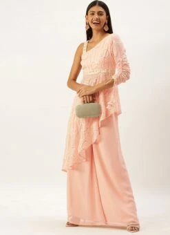 Pink Embroidered Georgette Kurti Festive Wear -C Bazaar Shop Pink Embroidered Georgette Kurti KRBS02307693 u