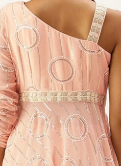 Pink Embroidered Georgette Kurti Festive Wear -C Bazaar Shop Pink Embroidered Georgette Kurti KRBS02307693 rrc4