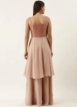 Pink Embroidered Georgette Layered Gown Festive Wear 11 Pink Embroidered Georgette Layered Gown Festive Wear -C Bazaar Shop Pink Embroidered Georgette Layered Gown IWBS02110017 b