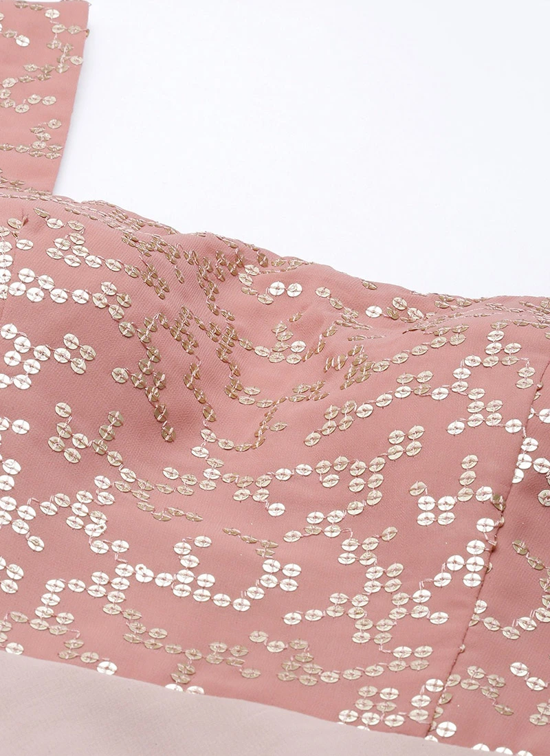 Pink Embroidered Georgette Layered Gown Festive Wear 5 Pink Embroidered Georgette Layered Gown Festive Wear - Image 5