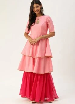 Pink Embroidered Gharara Set Festive Wear -C Bazaar Shop Pink Embroidered Gharara Set KSBS02012709 u