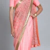 Pink Embroidered Half N Half Saree Festive Wear