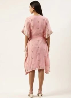 Pink Embroidered Kaftan Dress Festive Wear -C Bazaar Shop Pink Embroidered Kaftan Dress DRBS02205035 b