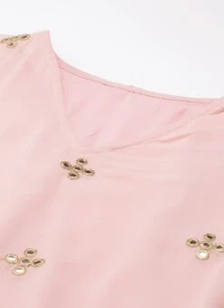 Pink Embroidered Kaftan Dress Festive Wear -C Bazaar Shop Pink Embroidered Kaftan Dress DRBS02205035 rrc1