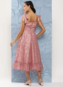 Pink Embroidered Net Corset Style Dress Party Wear -C Bazaar Shop Pink Embroidered Net Corset Style Dress DRBS02301106 b
