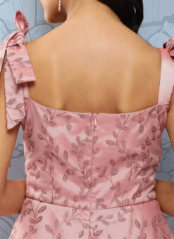 Pink Embroidered Net Corset Style Dress Party Wear -C Bazaar Shop Pink Embroidered Net Corset Style Dress DRBS02301106 rrc2