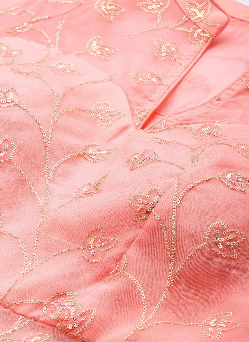 Top From Pink Embroidered Oragnza Palazzo Suit After Six Wear 5 Top From Pink Embroidered Oragnza Palazzo Suit After Six Wear - Image 5