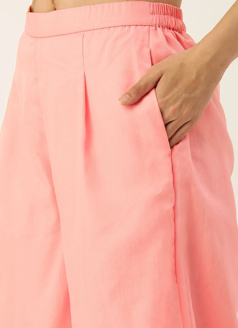 Top From Pink Embroidered Oragnza Palazzo Suit After Six Wear 6 Top From Pink Embroidered Oragnza Palazzo Suit After Six Wear - Image 6