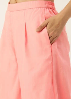 Bottom From Pink Embroidered Oragnza Palazzo Suit After Six Wear -C Bazaar Shop Pink Embroidered Oragnza Palazzo Suit SLBS02306362 rrc2