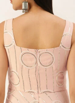 Pink Embroidered Pentagon Neck Style Gown Party Wear 13 Pink Embroidered Pentagon Neck Style Gown Party Wear -C Bazaar Shop Pink Embroidered Pentagon Neck Style Gown IWBS02111135 rrc2