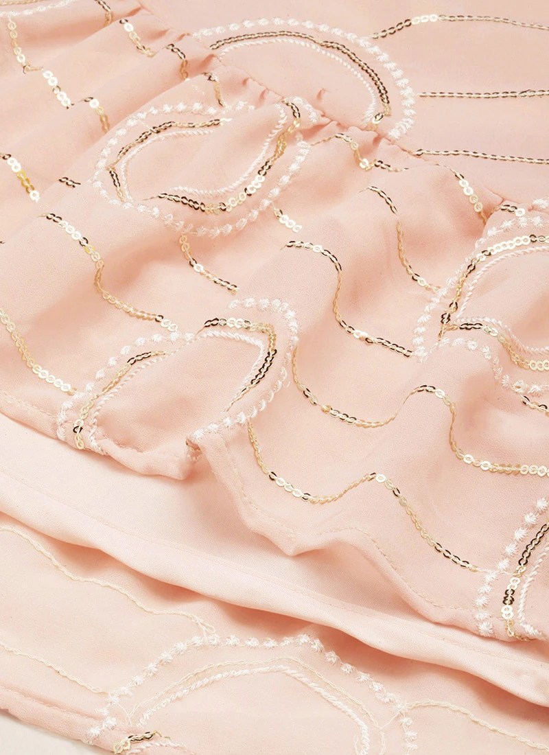 Pink Embroidered Pentagon Neck Style Gown Party Wear 7 Pink Embroidered Pentagon Neck Style Gown Party Wear - Image 7