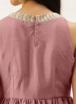 Pink Foil Print Chinnon N Beige Satin Kurta Sets After Six Wear -C Bazaar Shop Pink Foil Print Chinnon N Beige Satin Kurta Sets KSBS02203483 rrc2