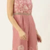 Pink Foil Print Chinon Jumpsuit Party Wear