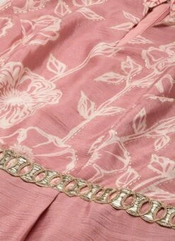 Pink Foil Print Chinon Jumpsuit Party Wear -C Bazaar Shop Pink Foil Print Chinon Jumpsuit DRBS02201207 rrc1