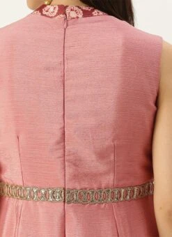 Pink Foil Print Chinon Jumpsuit Party Wear -C Bazaar Shop Pink Foil Print Chinon Jumpsuit DRBS02201207 rrc2