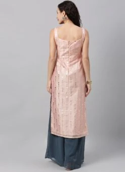 Pink Foil Printed Strap Neck Style Kurti Festive Wear -C Bazaar Shop Pink Foil Printed Strap neck Style Kurti KRBS02307676 b