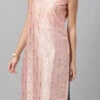 Pink Foil Printed Strap Neck Style Kurti Festive Wear