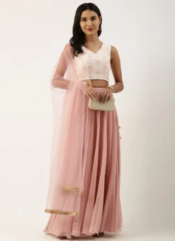 Pink Georgette Embroidered Full Circular Lehenga Festive Wear -C Bazaar Shop Pink Georgette Embroidered Full Circular Lehenga GHBS02204687 u