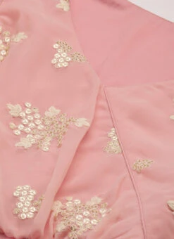 Pink Georgette Embroidered Layered Dress Party Wear -C Bazaar Shop Pink Georgette Embroidered Layered Dress DRBS02207310 rrc1