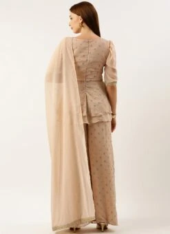 Bottom From Pink Georgette Embroidered Palazzo Suit After Six Wear -C Bazaar Shop Pink Georgette Embroidered Palazzo Suit SLBS02210989 b 2