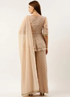 Top From Pink Georgette Embroidered Palazzo Suit After Six Wear -C Bazaar Shop Pink Georgette Embroidered Palazzo Suit SLBS02210989 b