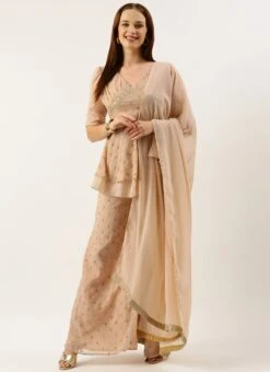 Dupatta From Pink Georgette Embroidered Palazzo Suit After Six Wear -C Bazaar Shop Pink Georgette Embroidered Palazzo Suit SLBS02210989 u 1