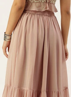 Pink Georgette Tiered Skirt Party Wear -C Bazaar Shop Pink Georgette Tiered Skirt WBBS02307544 rrc2