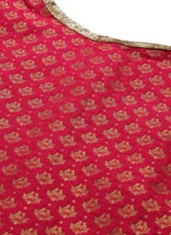 Pink Jacquard Round Neck Kurti Festive Wear -C Bazaar Shop Pink Jacquard Round Neck Kurti KRBS02307674 rrc1