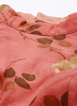 Pink Modal Chanderi Gathered Dress After Six Wear -C Bazaar Shop Pink Modal Chanderi Gathered Dress DRBS02104282 rrc1