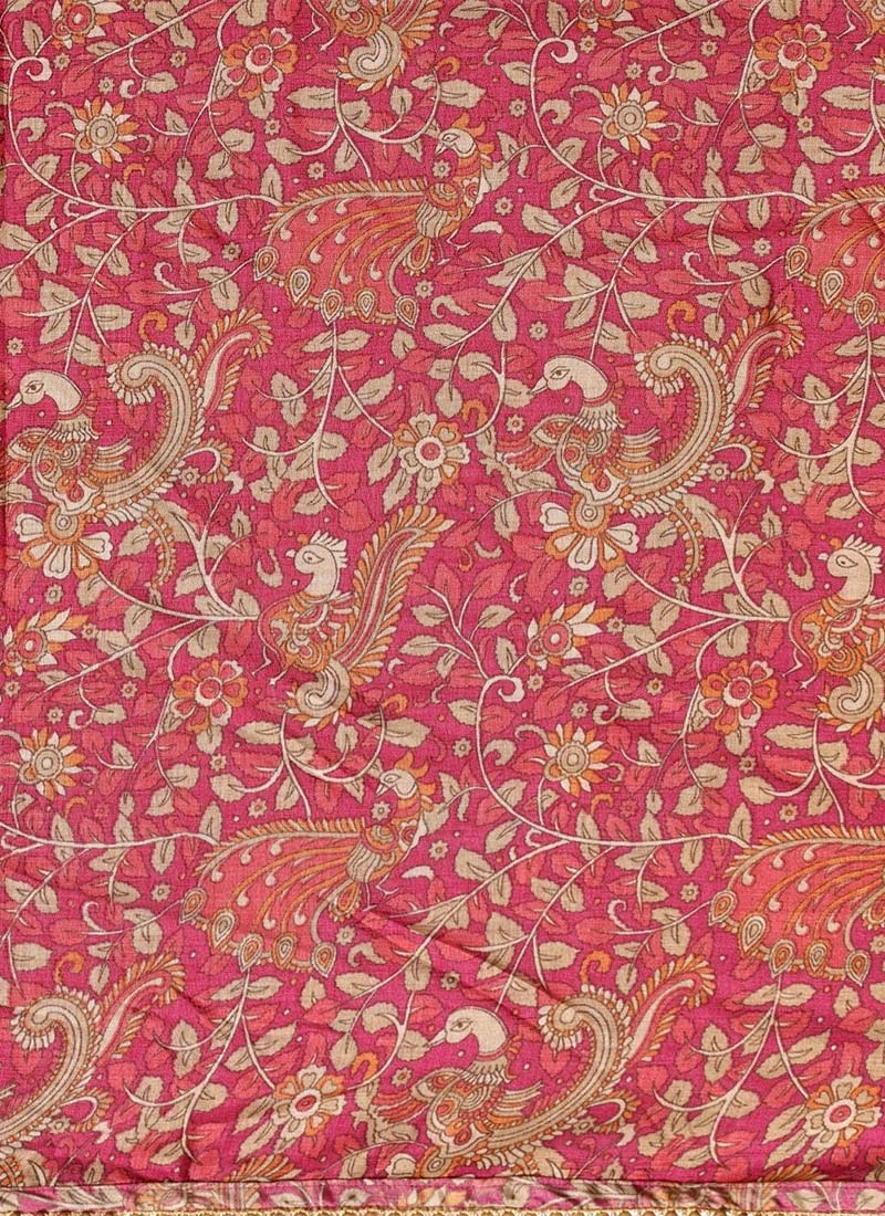 Pink N Beige Printed Boat Neck Saree Festive Wear 5 Pink N Beige Printed Boat Neck Saree Festive Wear - Image 5