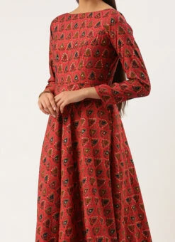 Pink N Blue Printed Jacket Anarkali Suit Festive Wear