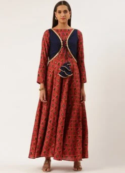 Pink N Blue Printed Jacket Anarkali Suit Festive Wear 10 Pink N Blue Printed Jacket Anarkali Suit Festive Wear -C Bazaar Shop Pink N Blue Printed Jacket Anarkali Suit SLBS02207354 u