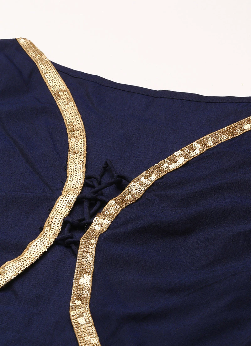 Pink N Blue Printed Jacket Anarkali Suit Festive Wear 5 Pink N Blue Printed Jacket Anarkali Suit Festive Wear - Image 5