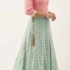 Pink N Green Embroidered Kali Lehenga Wedding Wear