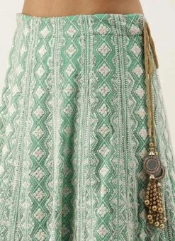 Pink N Green Embroidered Kali Lehenga Wedding Wear -C Bazaar Shop Pink N Green Embroidered Kali Lehenga GHBS02006246 rrc2