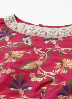 Pink N Green Handkerchief Style Kurti Festive Wear -C Bazaar Shop Pink N Green Handkerchief Style Kurti KRBS02307696 rrc1