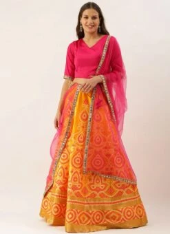 Pink N Yellow Art Silk Kali Lehenga Set Festive Wear 10 Pink N Yellow Art Silk Kali Lehenga Set Festive Wear -C Bazaar Shop Pink N Yellow Art Silk Kali Lehenga Set GHBS02112165 u