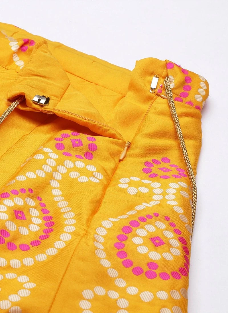 Pink N Yellow Art Silk Kali Lehenga Set Festive Wear 6 Pink N Yellow Art Silk Kali Lehenga Set Festive Wear - Image 6