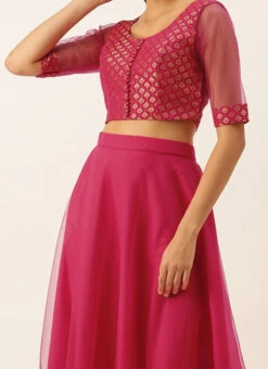 Pink N Yellow Lehenga Set With Embroidered Dupatta Festive Wear