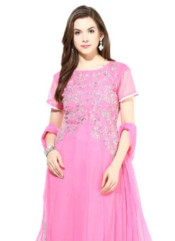Light Pink Net Anarkali Suit Party Wear -C Bazaar Shop Pink Net Anarkali Suit SLNRRH132 b